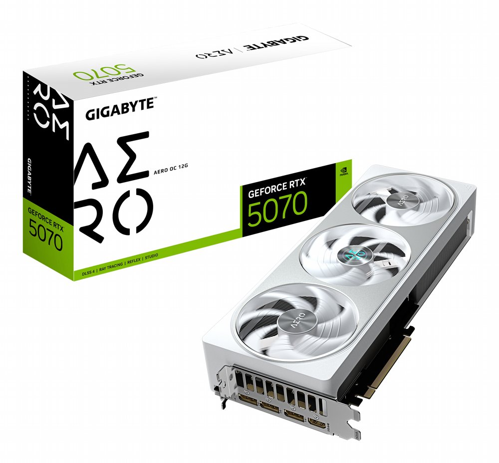 GIGABYTE GeForce RTX 5070 AERO OC | 12GB GDDR7 | DLSS 4 | Videokaart | Nvidia GPU - Matmuis - Matmuis